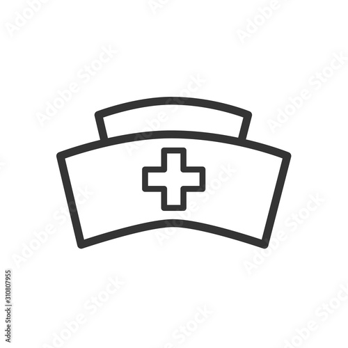 Nurse Icon - Vector Medical Assistant with Stethoscope and Cap for Health Care Services in Glyph Pictogram illustration