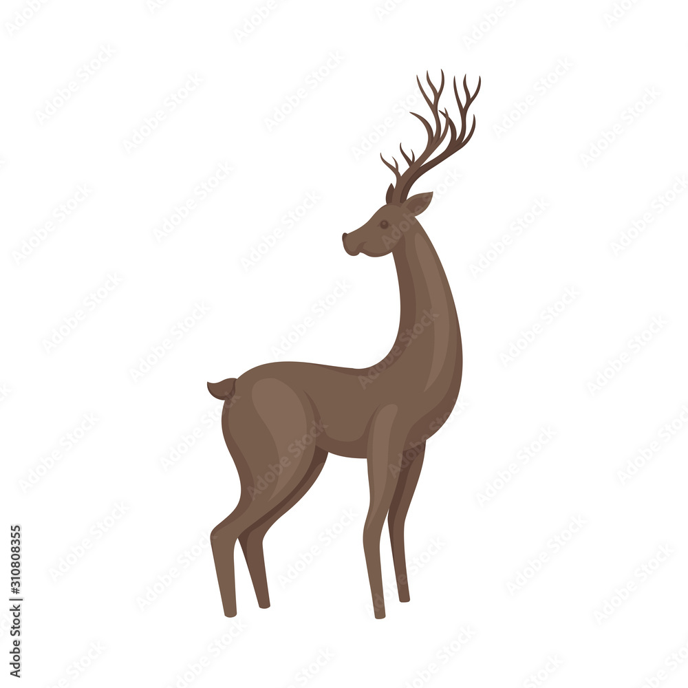 Brown Deer Animal in Standing Pose Vector Illustration Brown Deer Animal in Standing Pose Vector Illustration