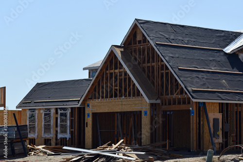 Rough framed house being built