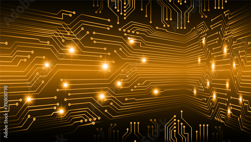 orange cyber circuit future technology concept background