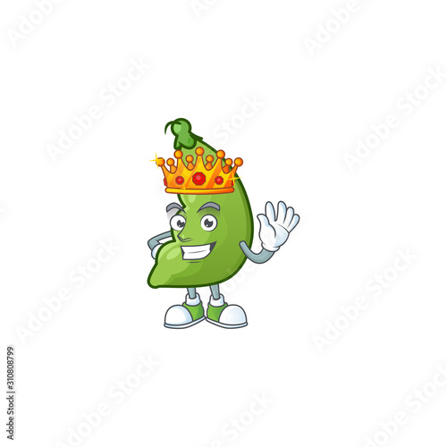 Cool King of broad beans on cartoon character style