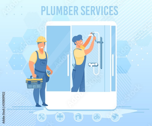 Plumbers Service for Emergency Help Flat Banner