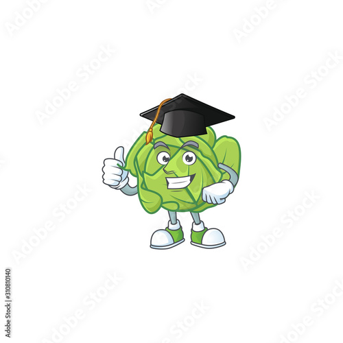 Happy cabbage wearing a black Graduation hat