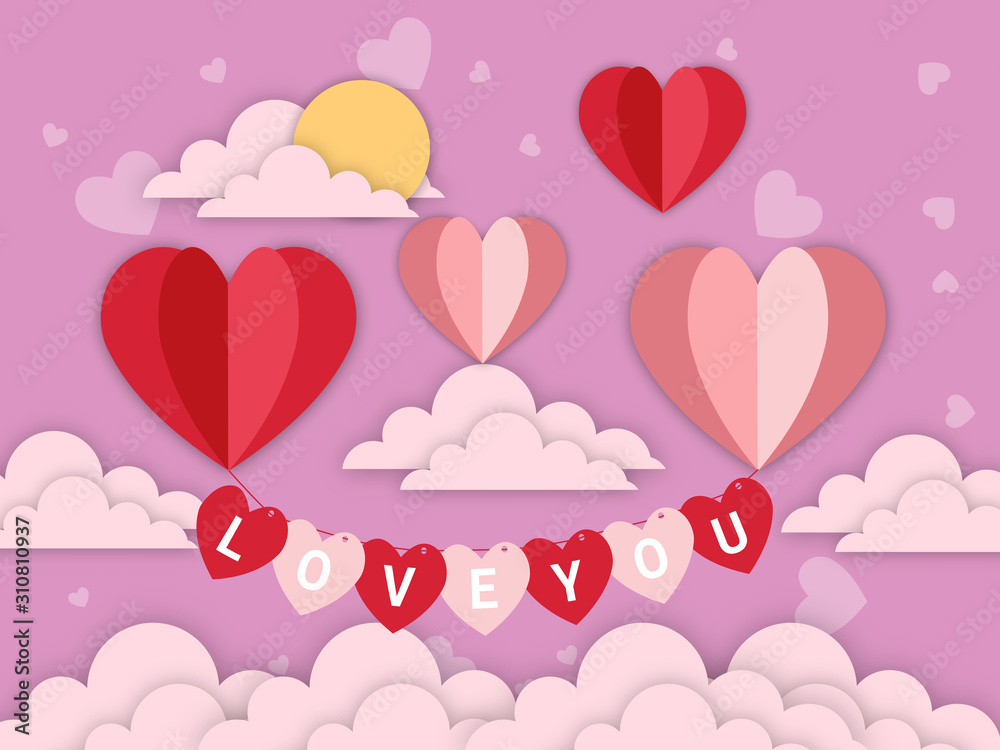 Happy Valentine's Day Sale background. Banner, poster or flyer design with Hearts. Vector illustration