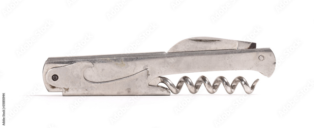 Wine bottle opener corkshew, isolated Wine bottle opener corkshew, isolated