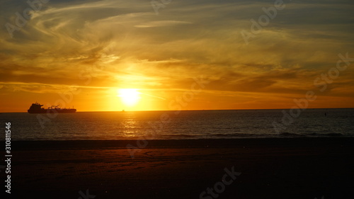 Santa Monica, Schiff, Sonnenuntergang, Meer, Himmel