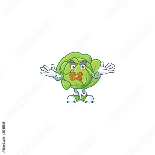 Cabbage cartoon character style with silent gesture