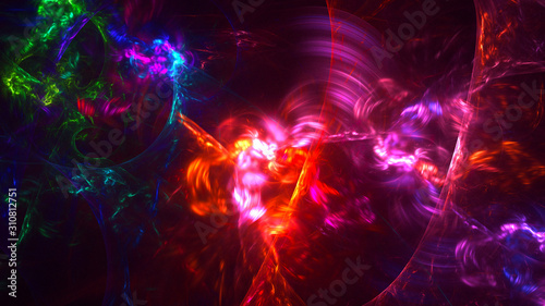 3D rendering abstract red fractal light background