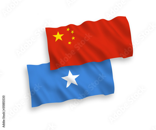 Flags of Somalia and China on a white background