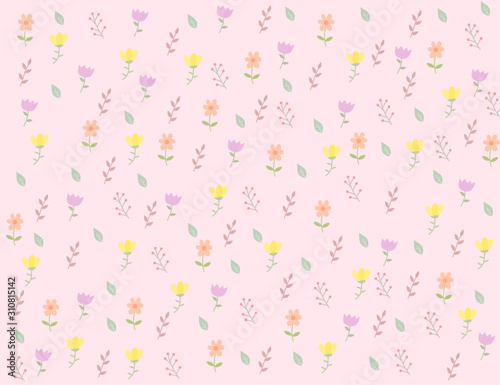 seamless pattern with flowers and leaves.Flora pattern for decorating, card making or gift wrapping. Flower pattern card for wedding or Valentine's day.