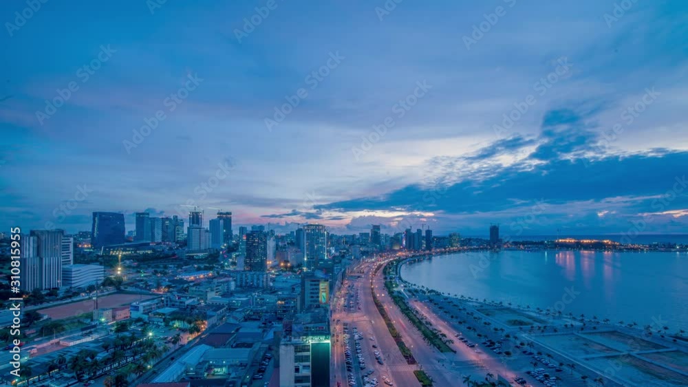 Day/Night Time Lapse, Luanda Bay, Angola, Africa