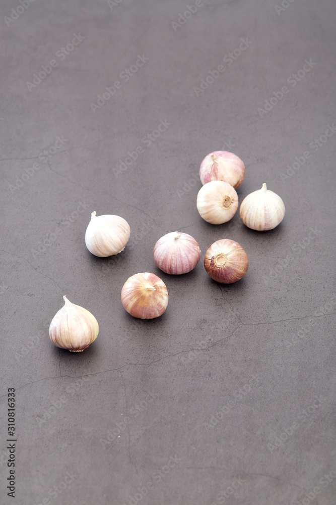 closeup from chinese bulb garlics