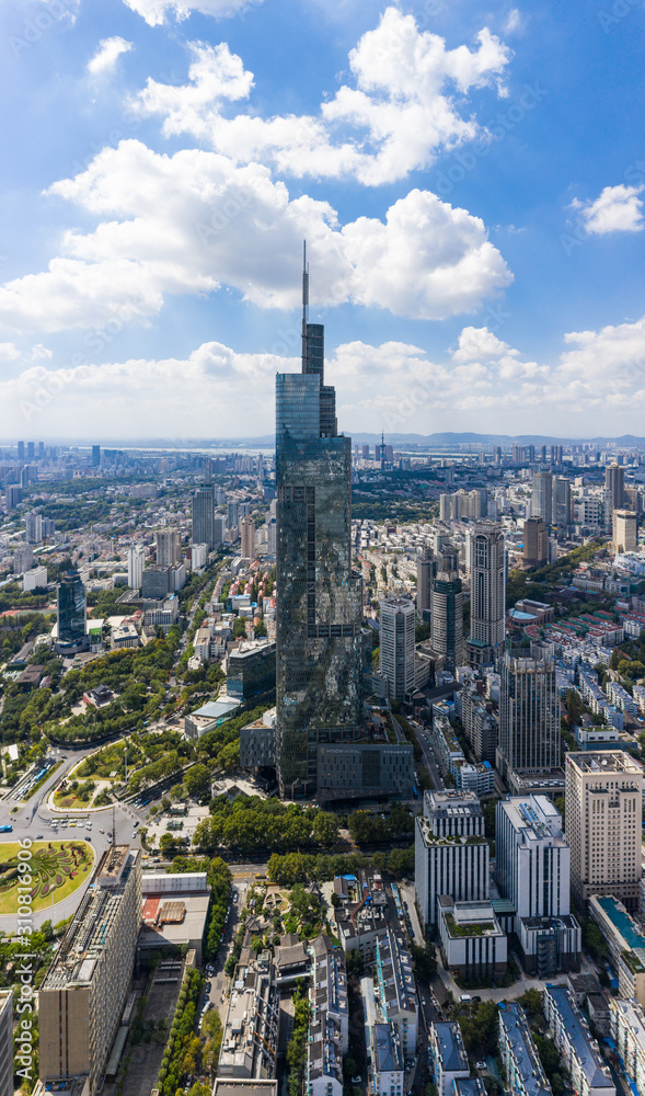 Obraz premium Skyline of Nanjing City in A Sunny Day Taken with A Drone