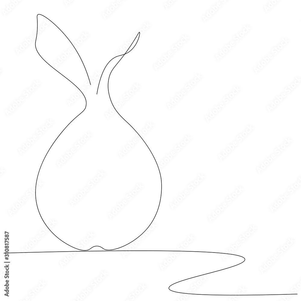Pear on table line drawing vector illustration Pear on table line drawing vector illustration