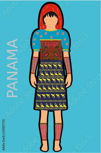 vestimenta completa de mujer indígena guna kuna de panama photo