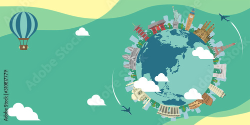 Travel, vacation, sightseeing banner vector illustration / no text