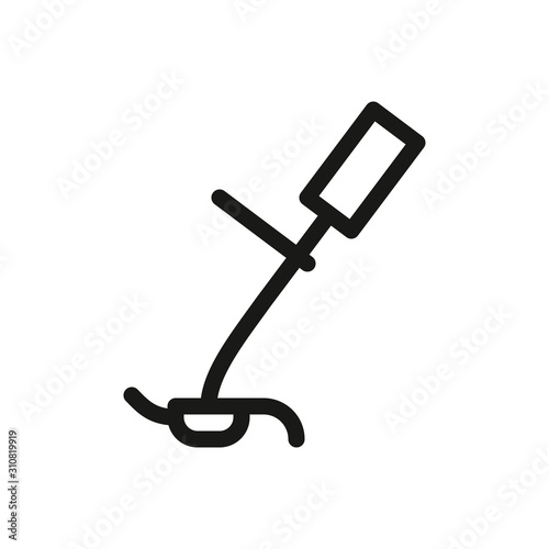 Gas trimmer isolated icon, gasoline grass trimmer linear vector icon
