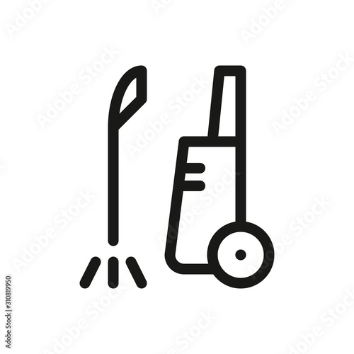 High pressure washer isolated icon, car high pressure washer linear vector icon