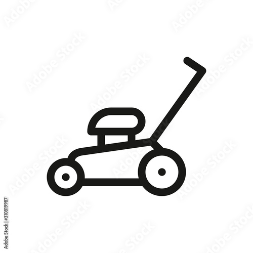 Lawn mower isolated icon, garden mower linear vector icon