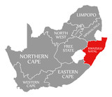 KwaZulu-Natal red highlighted in map of South Africa