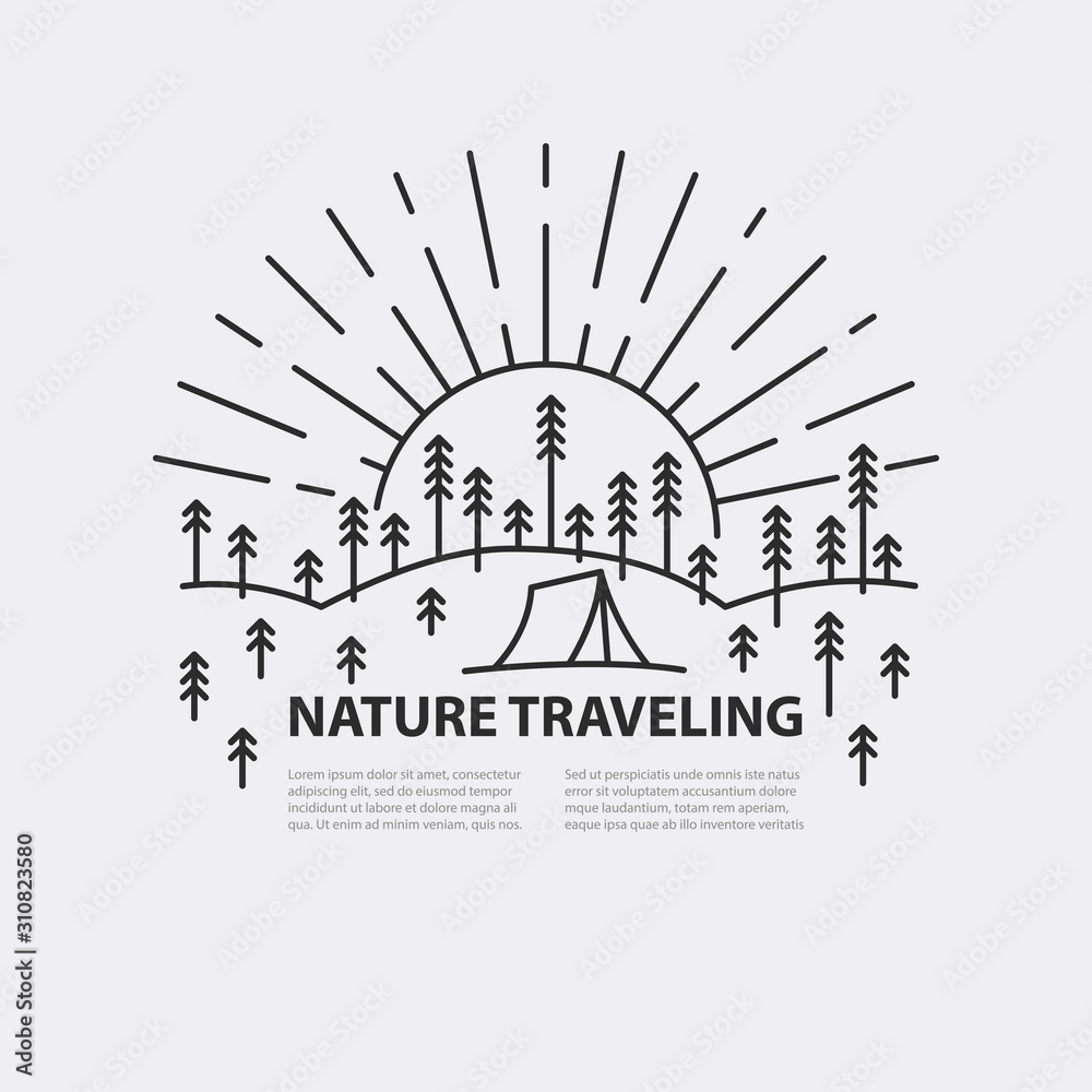 Obraz premium Flat line style travel banner
