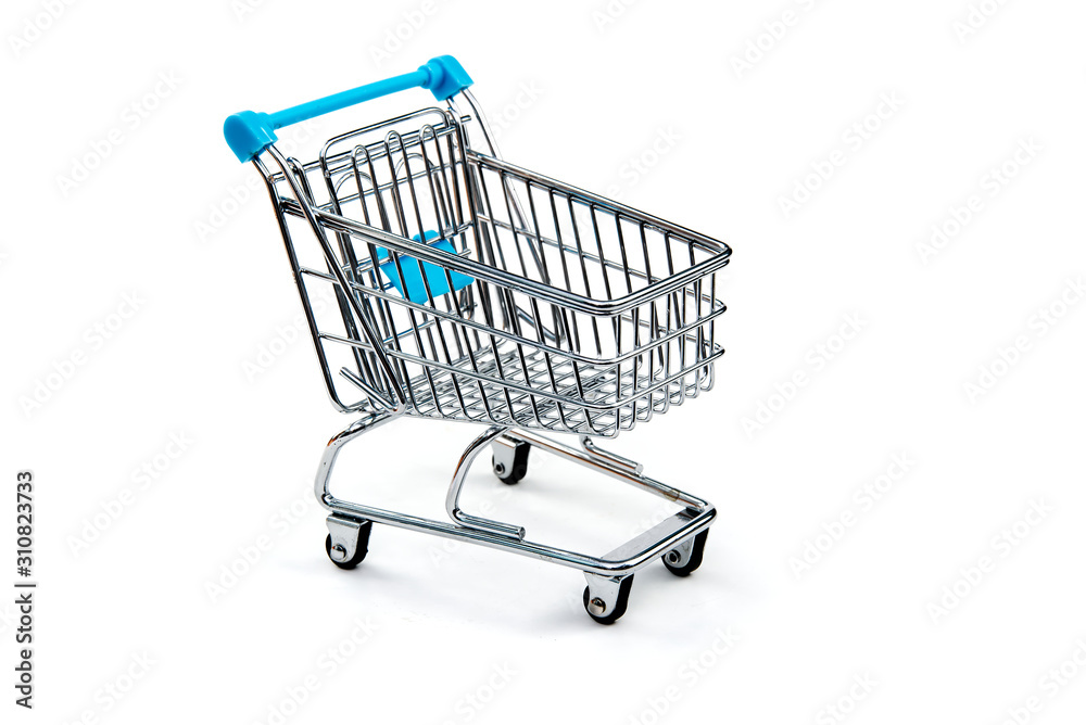 A shopping cart isolated on white inclluding clipping path. A shopping cart isolated on white inclluding clipping path.