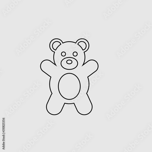 Teddy bear vector icon. Lined flat sign for mobile concept and web design. Teddy bear glyph icon. Symbol, logo illustration. Vector graphics