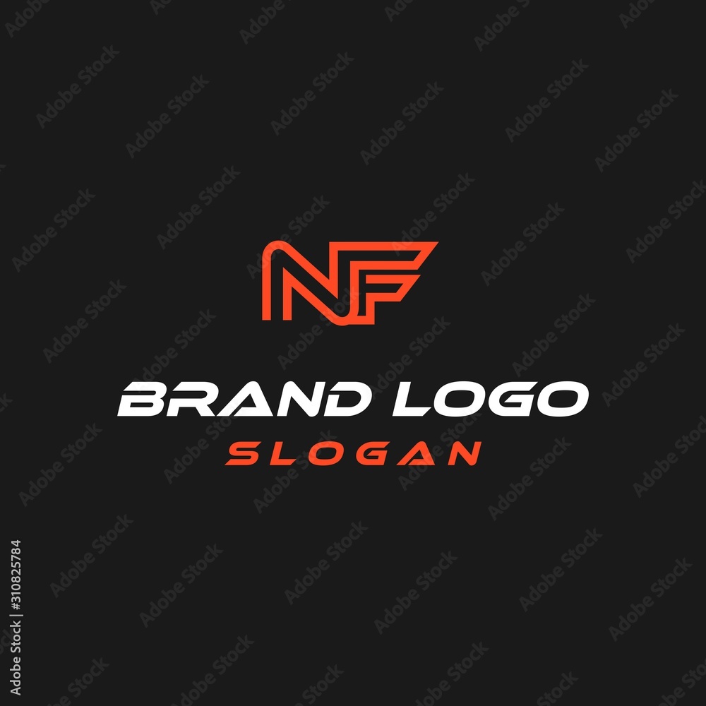 Letter NF Bold Outline Creative Abstract Icon Logo Design Template Element Vector