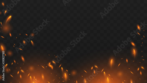 Red Fire sparks vector