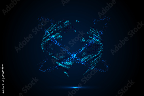 EPS 10 vector. Earth in technology style. Connection and globalization concept.