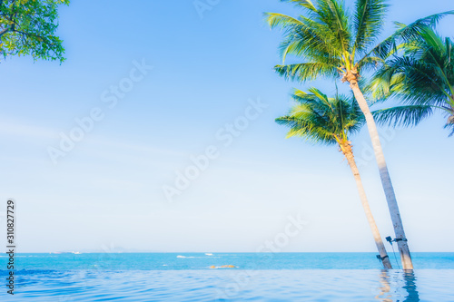 Beautiful landscape of outdoor swimming pool in hotel resort