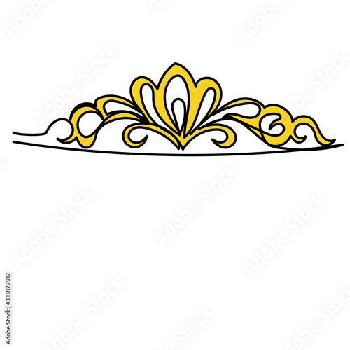 vector, isolated, simple golden silhouette diadem, icon