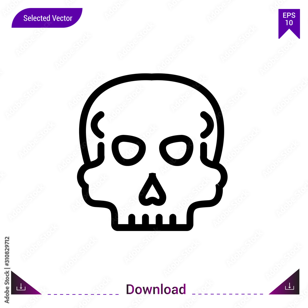 skull icon vector . Best modern, simple, isolated, application ,medical icons, logo, flat icon for website design or mobile applications, UI / UX design vector format