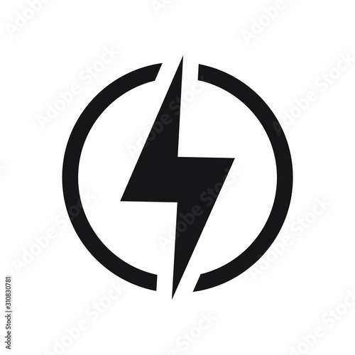 Lightning, electric power vector logo design element. Energy and thunder electricity symbol concept. Lightning bolt sign in the circle. Power fast speed logotype