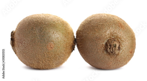 Two kiwi fruits isolated on white background