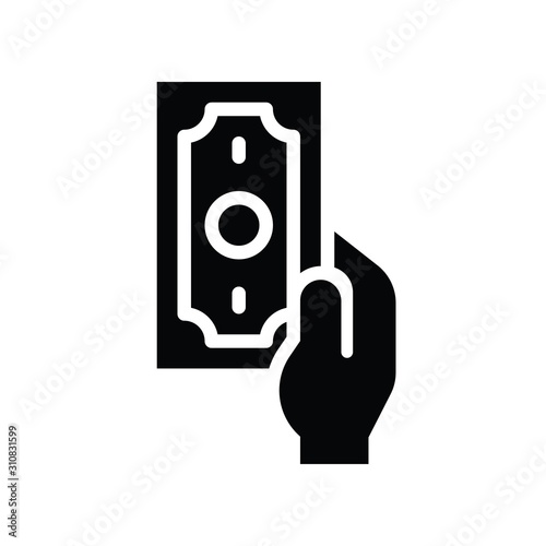 finance banking and money related bank note in hand vector in solid style