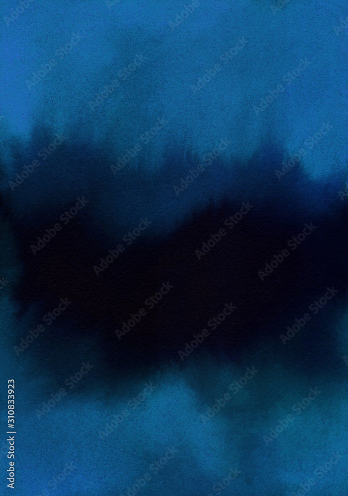 Watercolor abstract background, hand-painted texture, watercolor stains. Classic blue color of the year 2020. Design for backgrounds, wallpapers, covers and packaging.