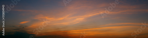 Panoramic view of dramatic twilight sky background