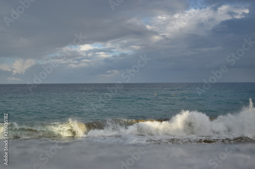 sea       surf on the shore. beautiful waves on the Atlantic coast