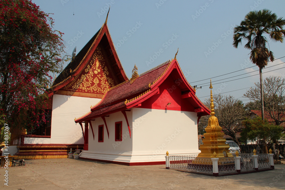 buddhist temple (Wat Manorom) in luang prabang (laos)