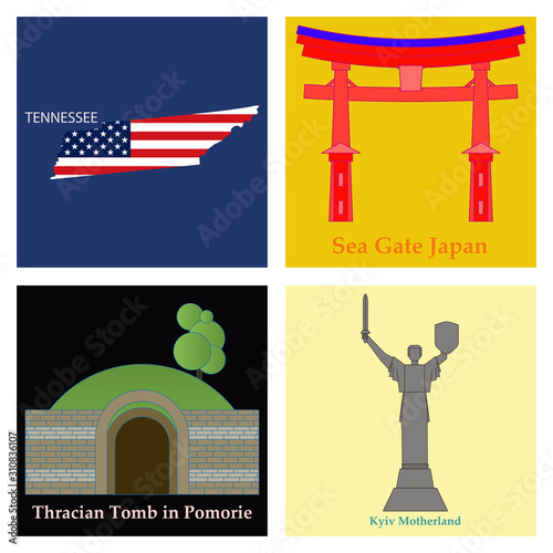 Set of world sights