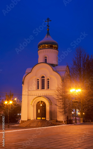 Chapel of Theodore's Icon of Mother of God at Revolution square in Ivanovo. Russia