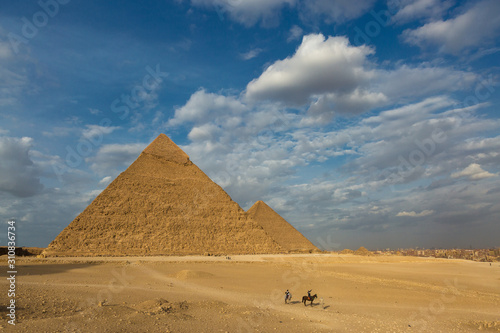 Great pyramids on the plateau of Giza  Egypt  Africa.