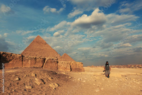 Great pyramids on the plateau of Giza  Egypt  Africa.