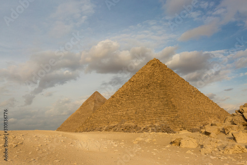 Great pyramids on the plateau of Giza  Egypt  Africa.