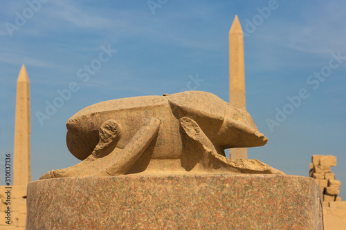 Statue of Khepri the sacred scarab in Karnak Temple Complex Luxor, Egypt photo