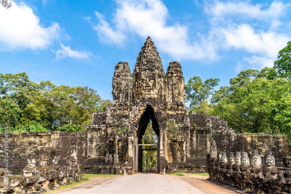 Fototapeta premium Landscape with entrance gate to Angkor Thom , Siem Reap, Cambodia.