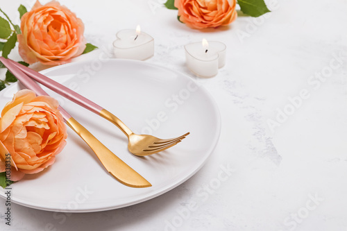 Table setting for the wedding or Valentine's Day.