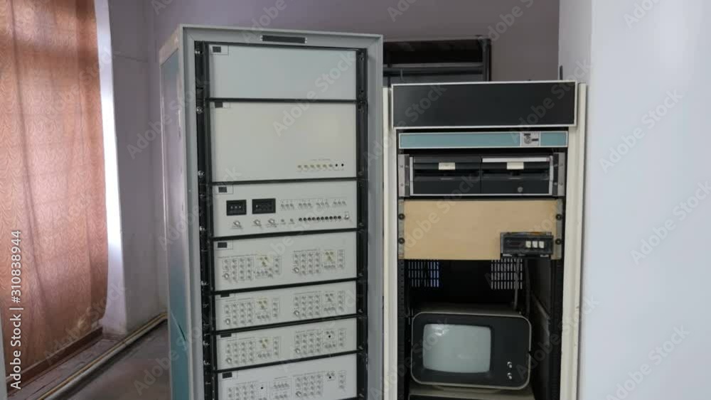 Retro Computer In Research Center. Old Computer Technology Retro Computer In Research Center. Old Computer Technology
