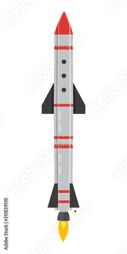 Ballistic missile military weapon rocket on white